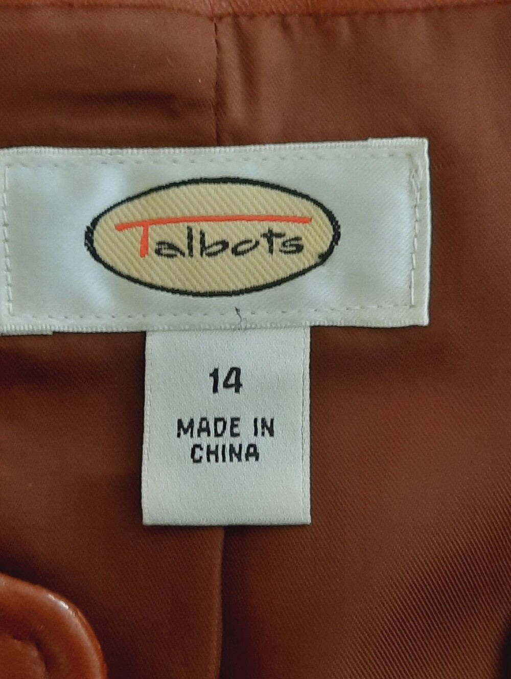 Talbots Genuine Leather Collarless Single-Button Jacket - Cognac Brown, Size 14 - Picture 4 of 8
